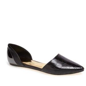 Ted Baker Cadeen dorsay flat pointed toe shoes in snake embossed black